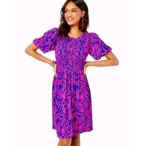 Lilly Pulitzer Chrystelle Dress Womens S Pink Flocking to Paradise Barbie Core